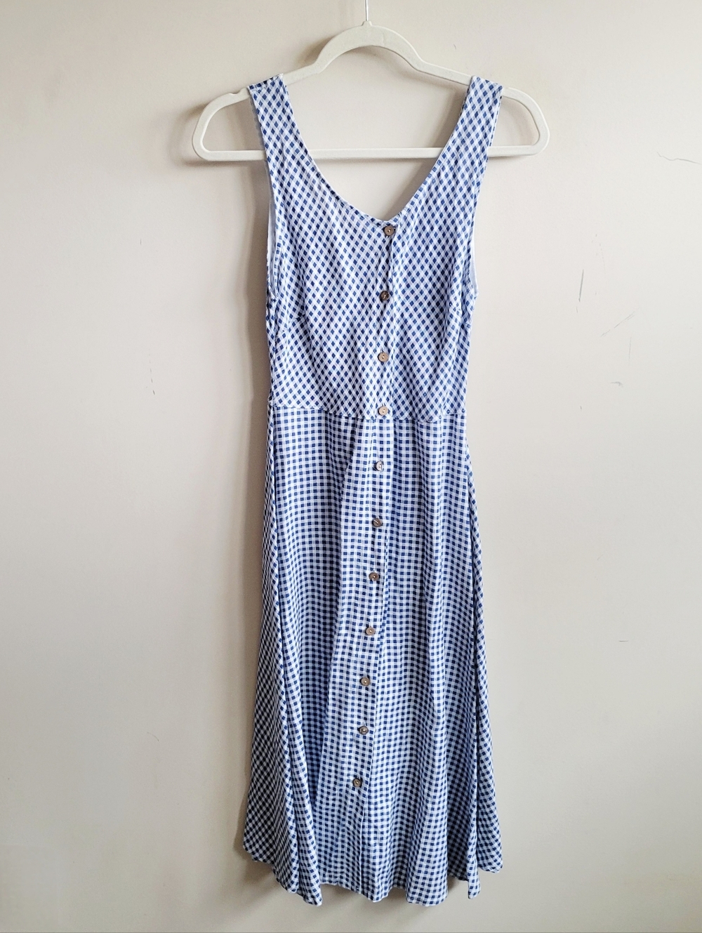 Viola Borghi Blue Gingham Button-Front Summer Dress
